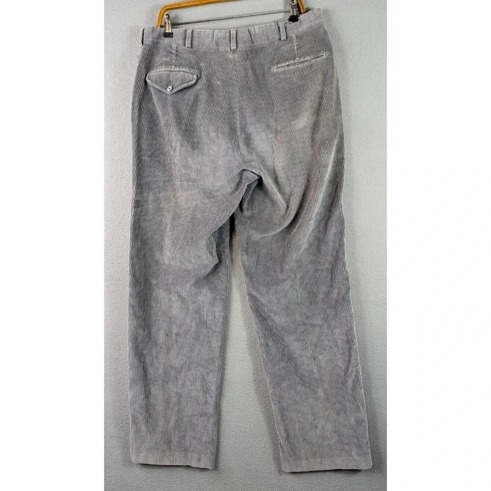 Lands End Corduroy Pants Men's Size 36 Flat Front Cotton Preppy Workwear USA
